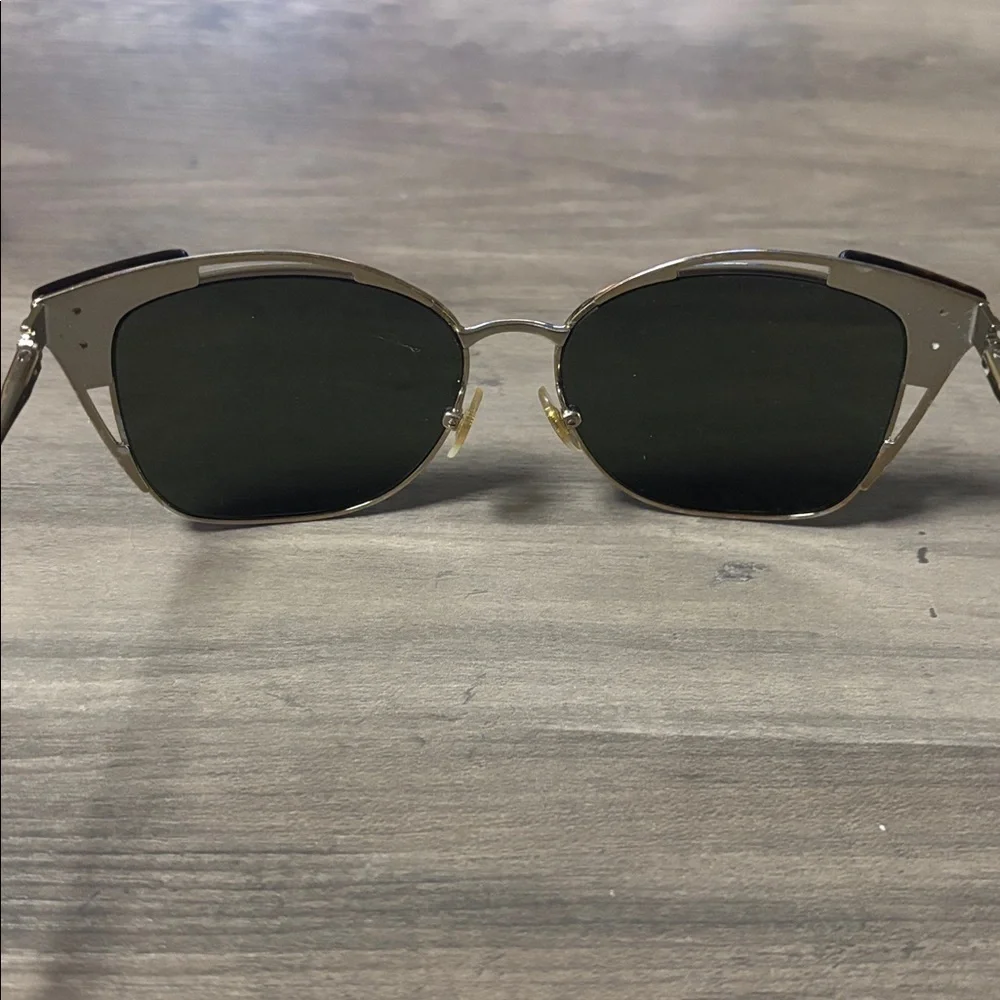 Tory Burch TY6049 Open Metal Frame Sunglasses with Tortoise Shell Accent